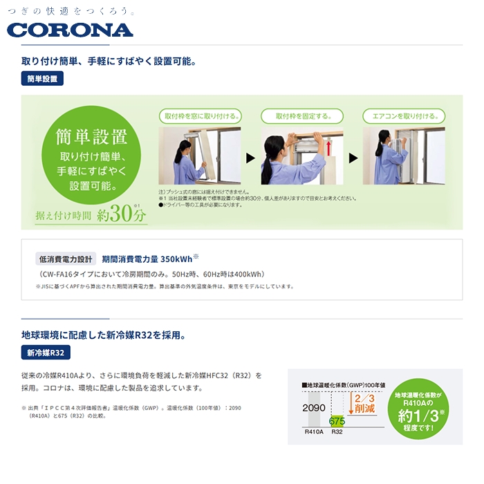 【本体のみ】コロナ 窓用エアコン CW-1826R(W) ホワイト