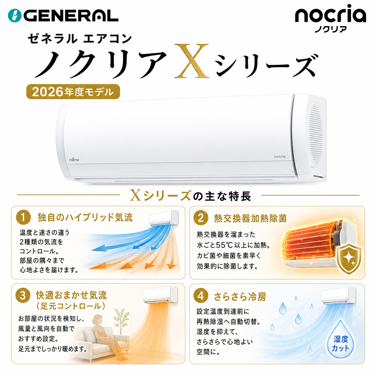 【本体のみ】富士通ゼネラル ノクリア AS-X636T2W 12畳用 ルームエアコン Xシリーズ 単相200V ホワイト