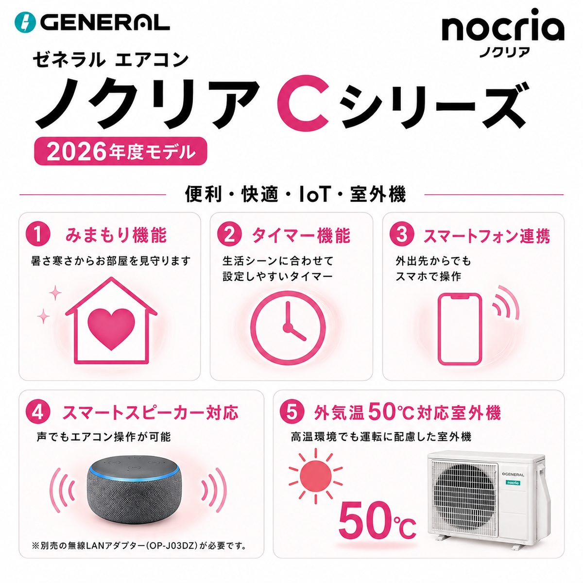 【標準工事費込み】富士通ゼネラル ノクリア Cシリーズ AS-C256T-W 8畳用 エアコン 2026年モデル 単相100V ホワイト